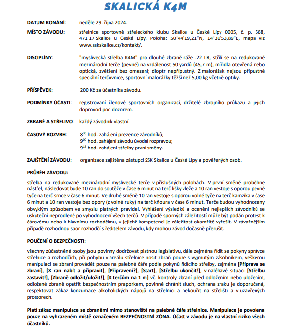 Propozice Skalická K4M