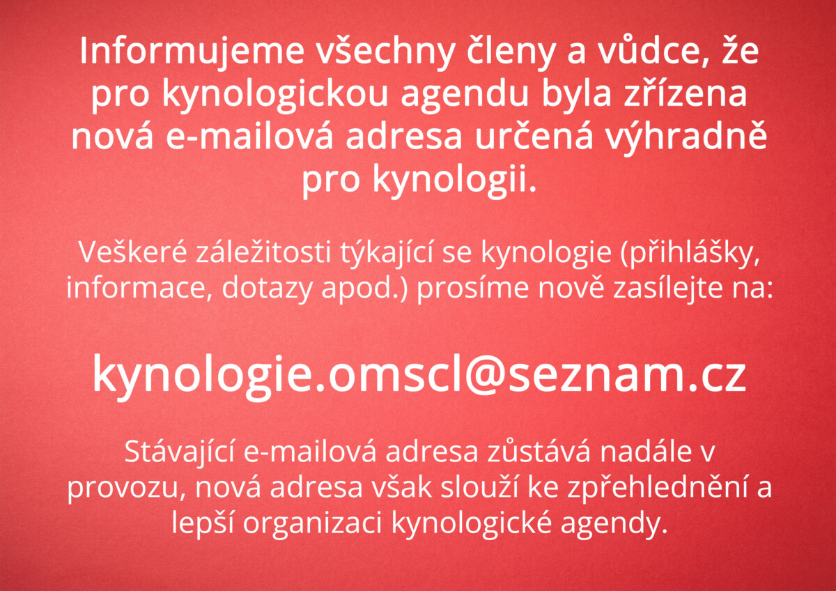 Nová e-mailová adresa pro kynologii